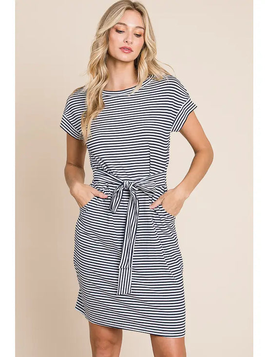 Black + White Striped Dress