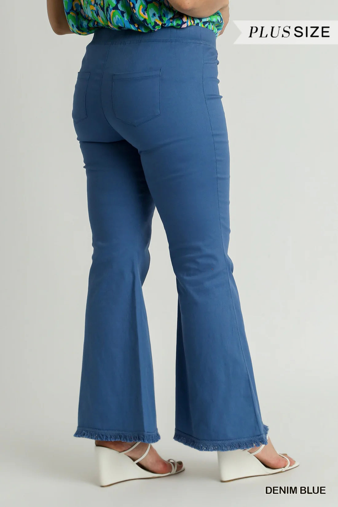 Denim Blue Stretch Flare Pants