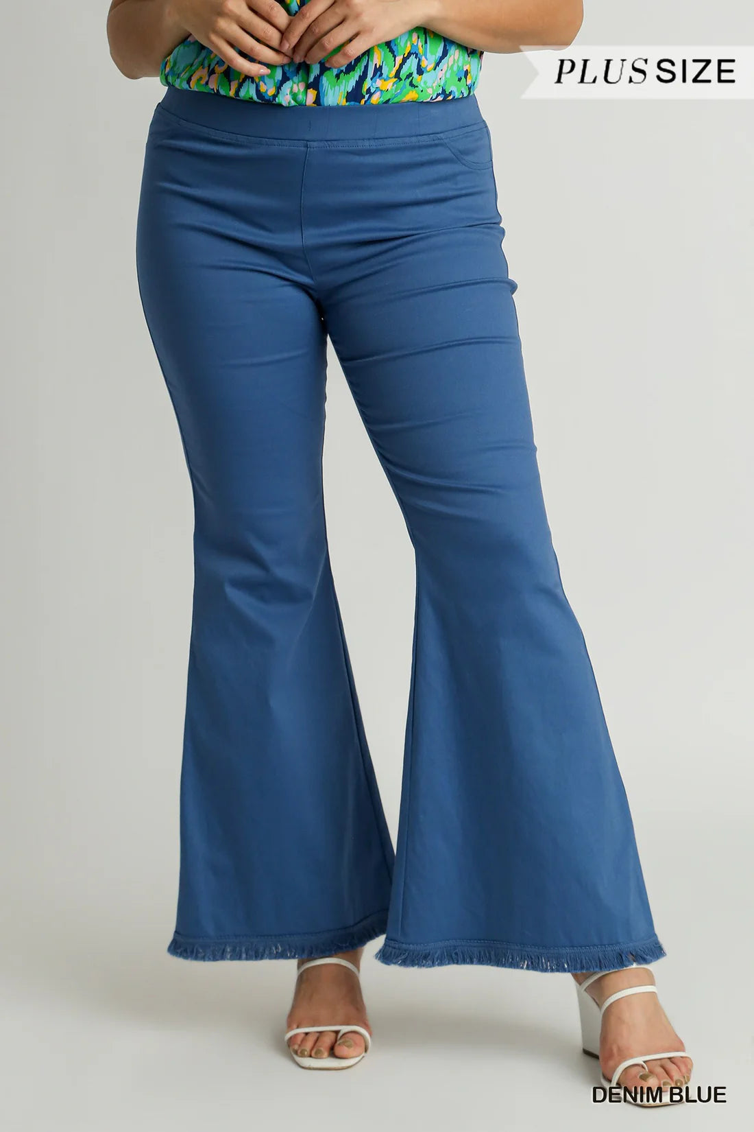 Denim Blue Stretch Flare Pants